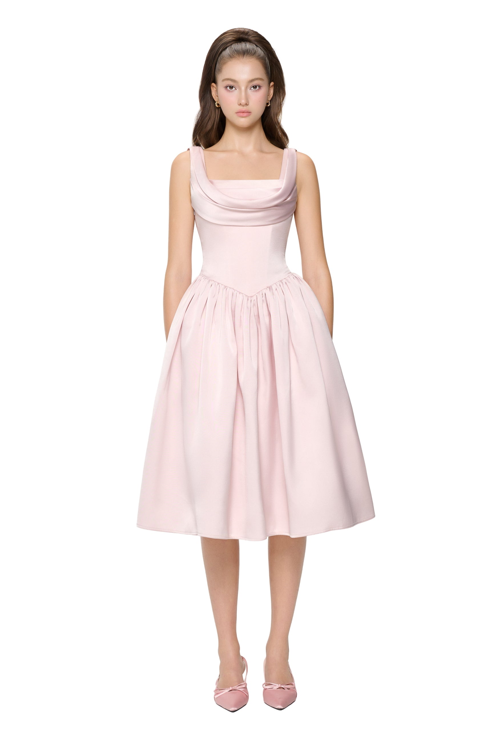 【FLOWOOM】Half Diana Dress(2色) Filter Dress in Tropicana White for Women | La DoubleJ US